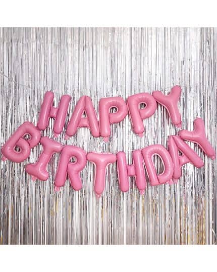 Надпись Happy Birthday Светло розовый 41см