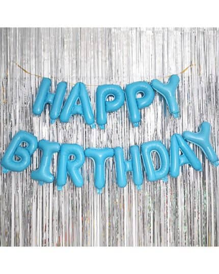 Надпись Happy Birthday Светло-голубой 41см